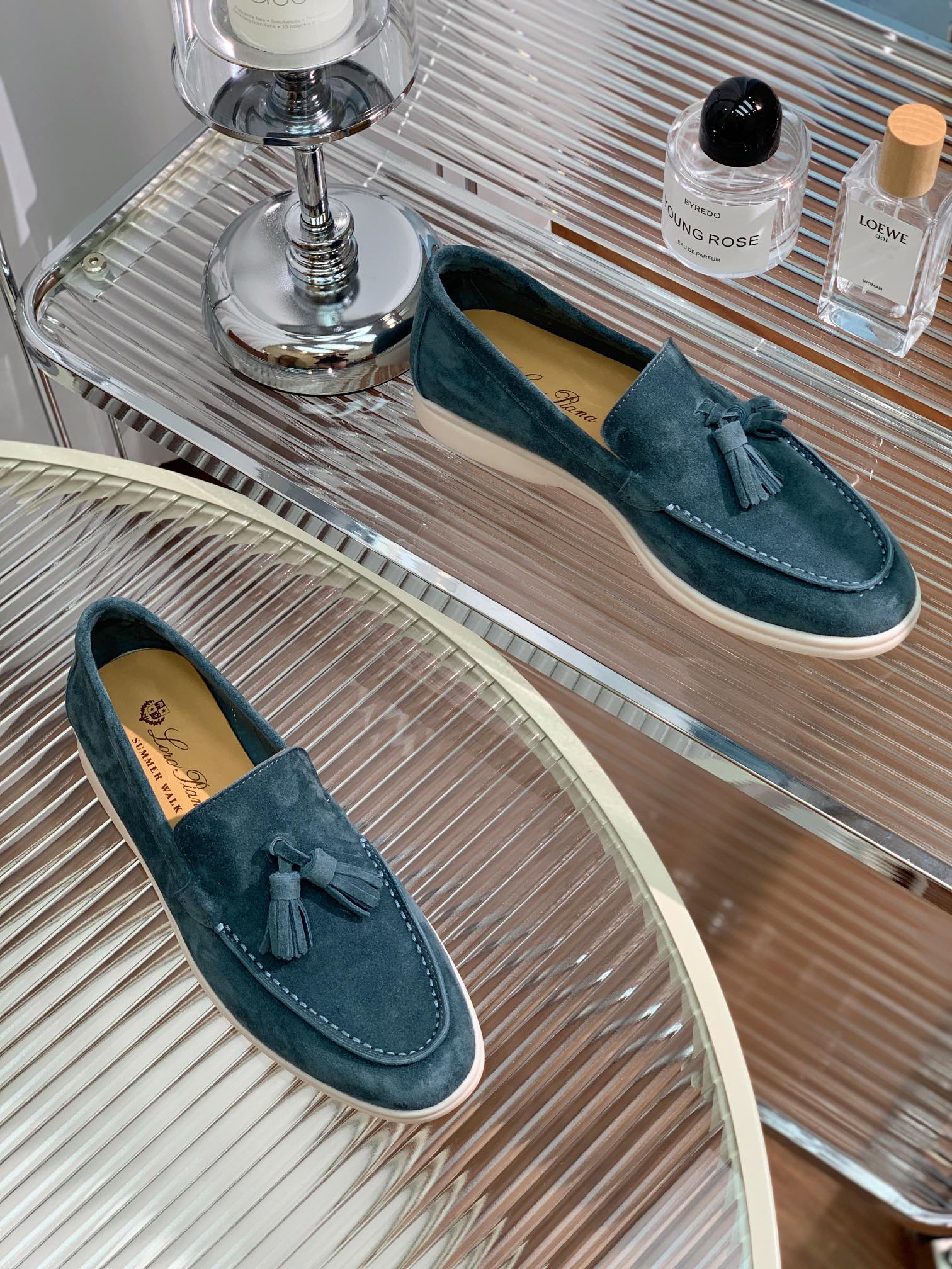 lp dot sole walk loafer peacock blue suede