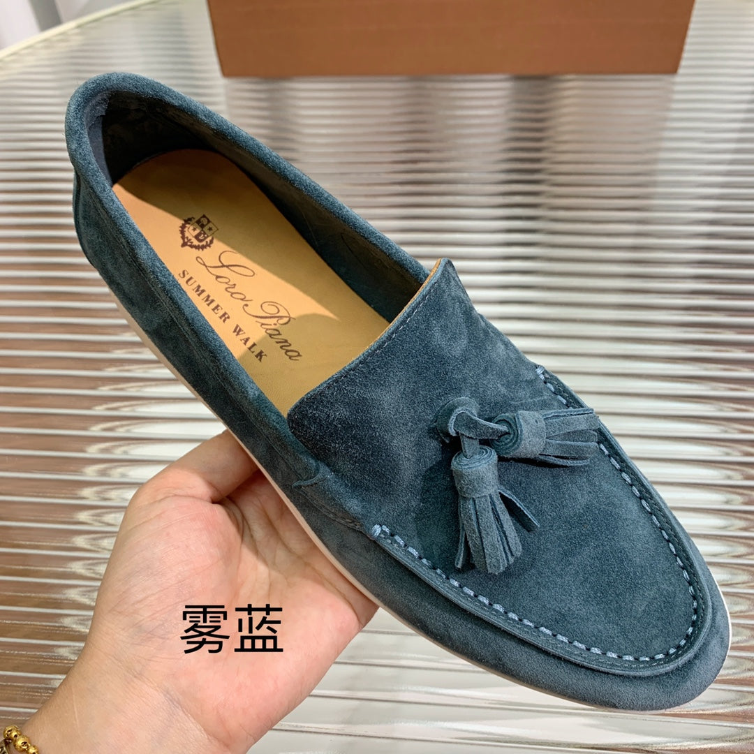 lp dot sole walk loafer peacock blue suede
