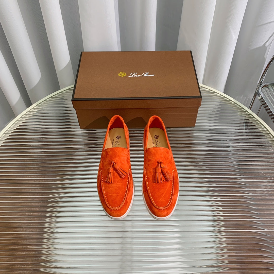 lp dot sole walk loafer orange suede