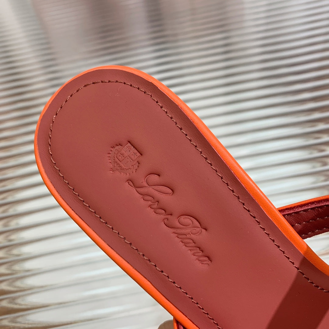 High Hee 60 Sprightly Charms Mule Sandal Orange Pink Maroon Calfskin