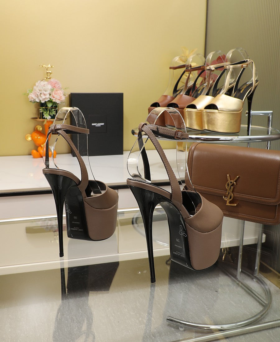 SL SUPER HIGH HEELS SANDAL ASH BROWN CALFSKIN