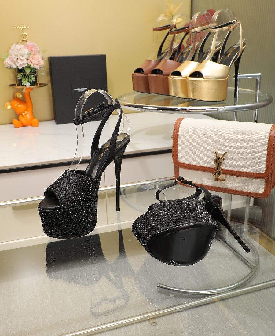 SL SUPER HIGH HEELS SANDAL BLACK SATIN-BLACK CRYSTAL
