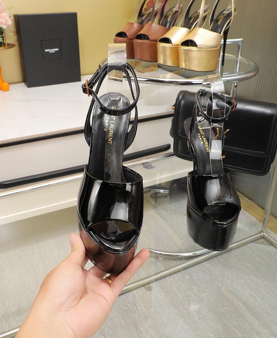 SL SUPER HIGH HEELS SANDAL GLOSSY BLACK CALFSKIN