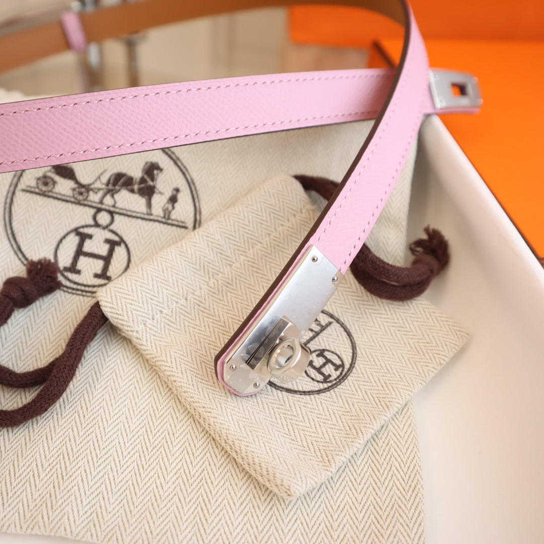 hm kelly belt 18mm pink epsom leather