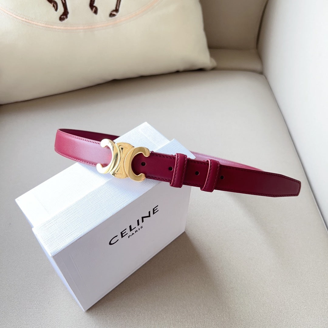 Medium Triomphe Belt 25mm Wine Calfskin Ghw