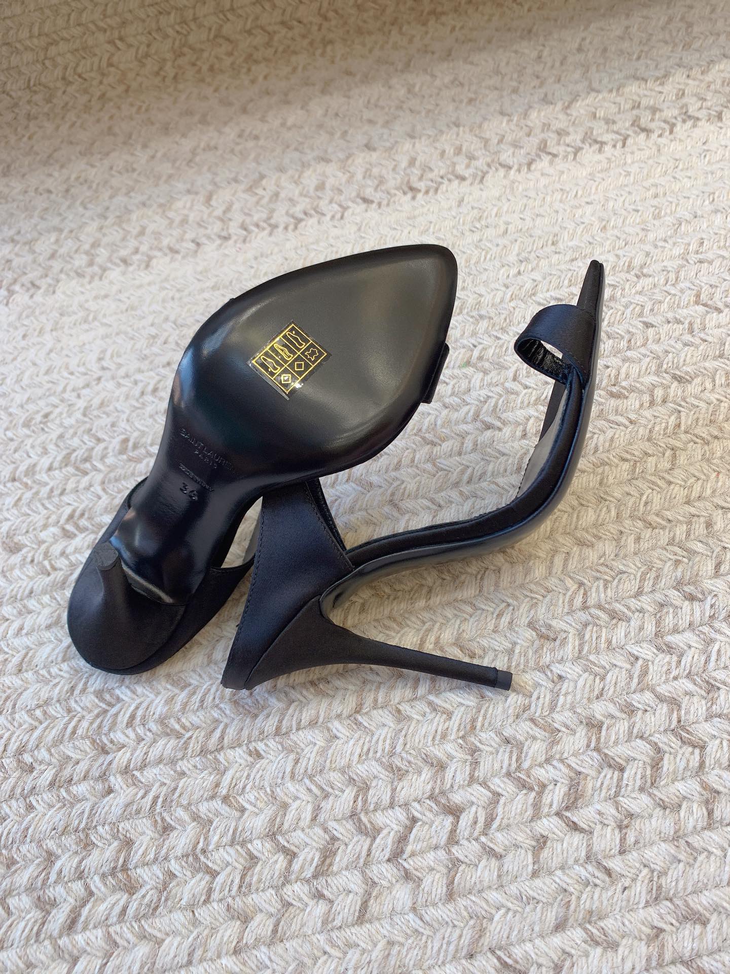 GAP CRYSTAL-BUCKLE SLIDE SANDALS IN BLACK SILK