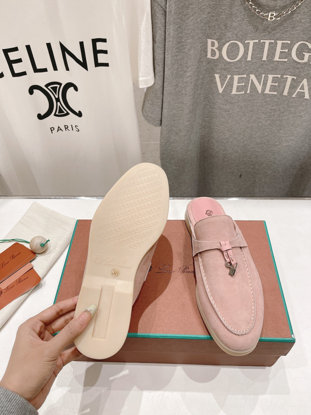 LP CHARMS WALK BABOUCHE LOAFERS PASTEL PINK SUEDE