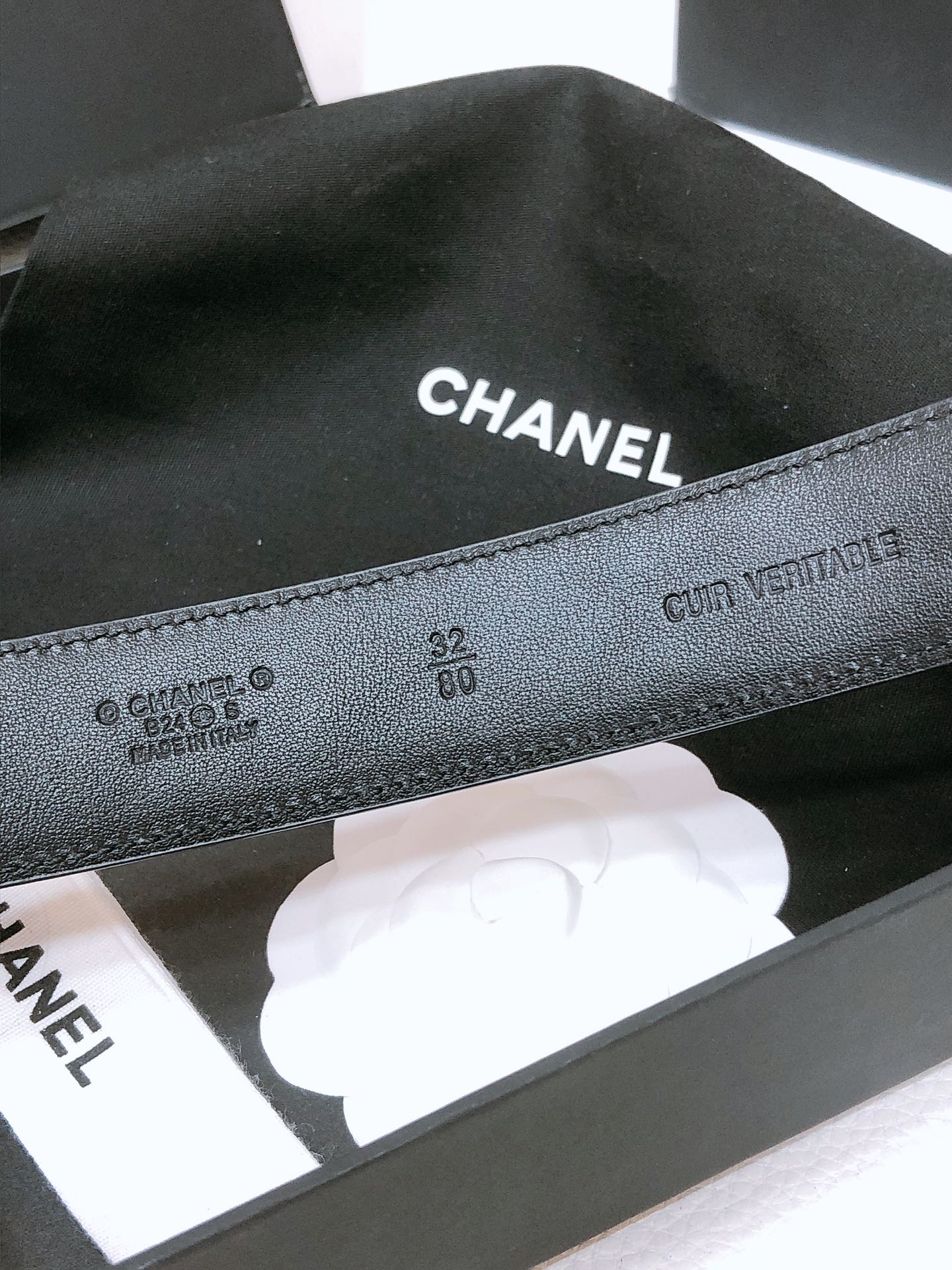 CHANEL BELT 3CM IN BLACK EMBROIDERED LAMBSKIN SILVER  HARDWARE