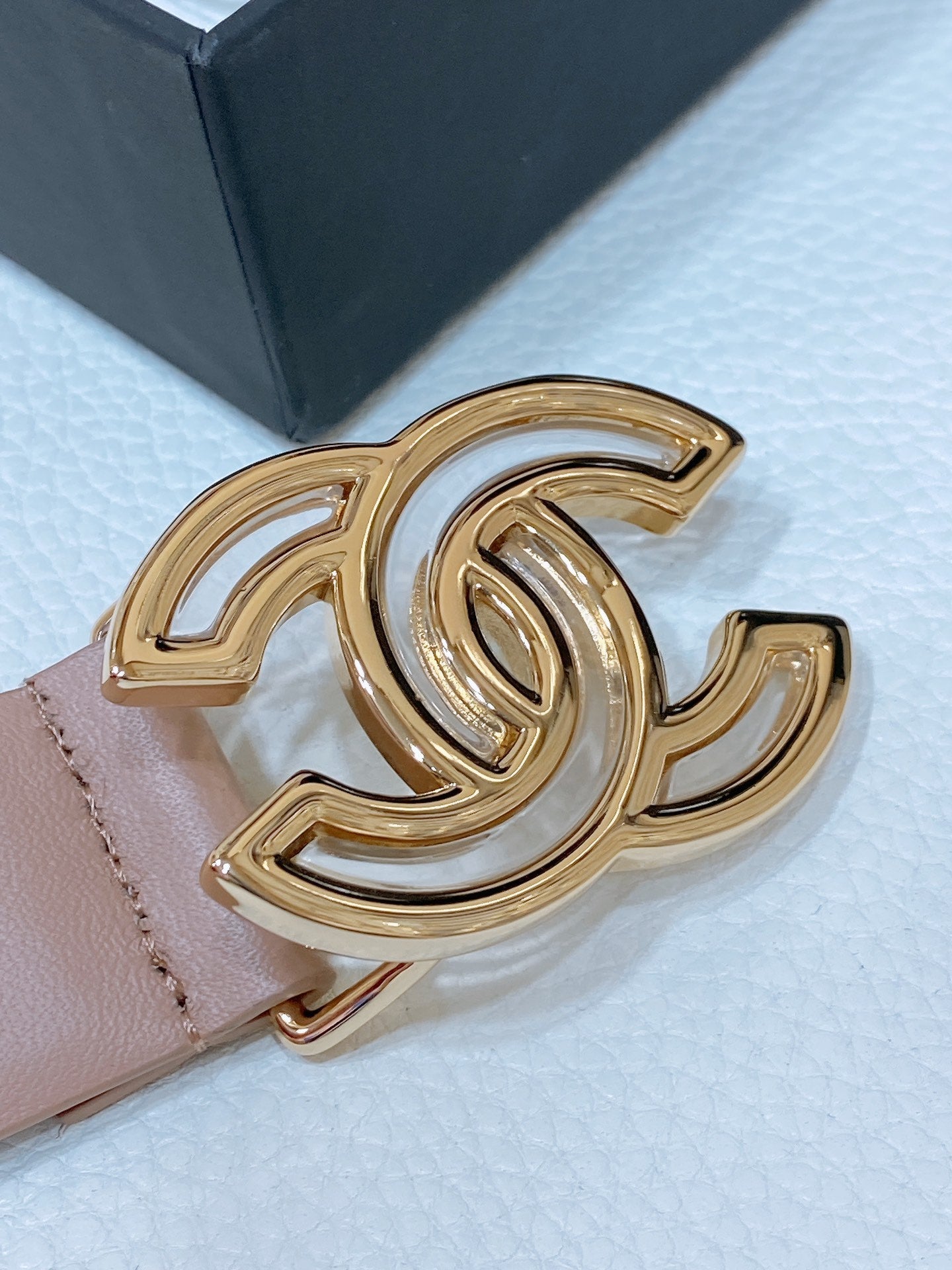 CHANEL BELT 3CM IN ROSY BROWN LAMBSKIN GOLD HARDWARE