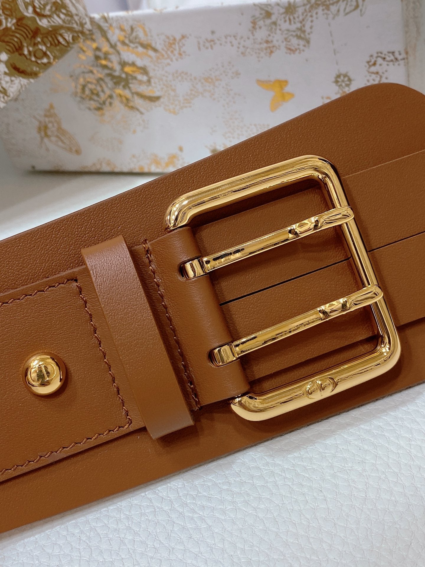 cd nolita belt brown lambskin gold buckle