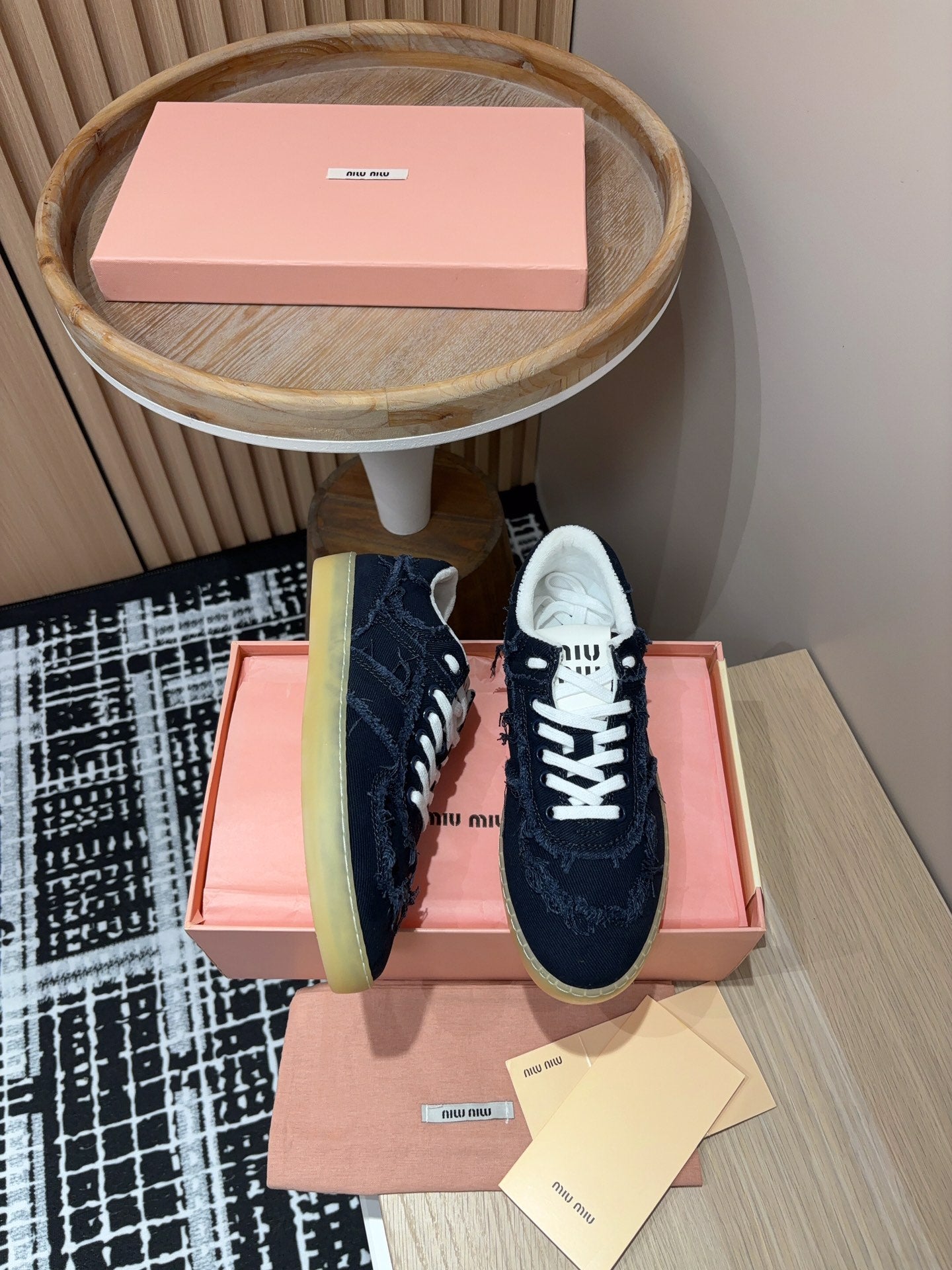 Denim Miu Sneakers In Black Fabric
