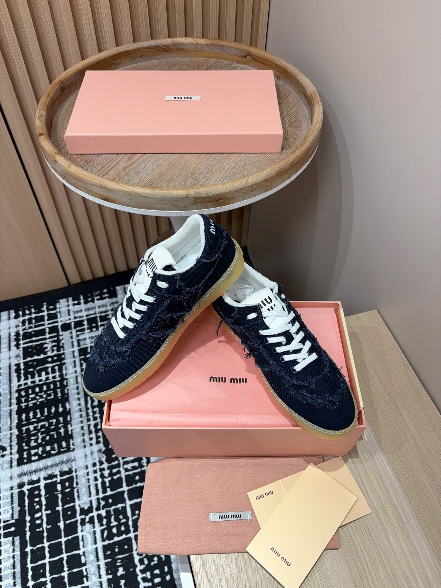 Denim Miu Sneakers In Black Fabric