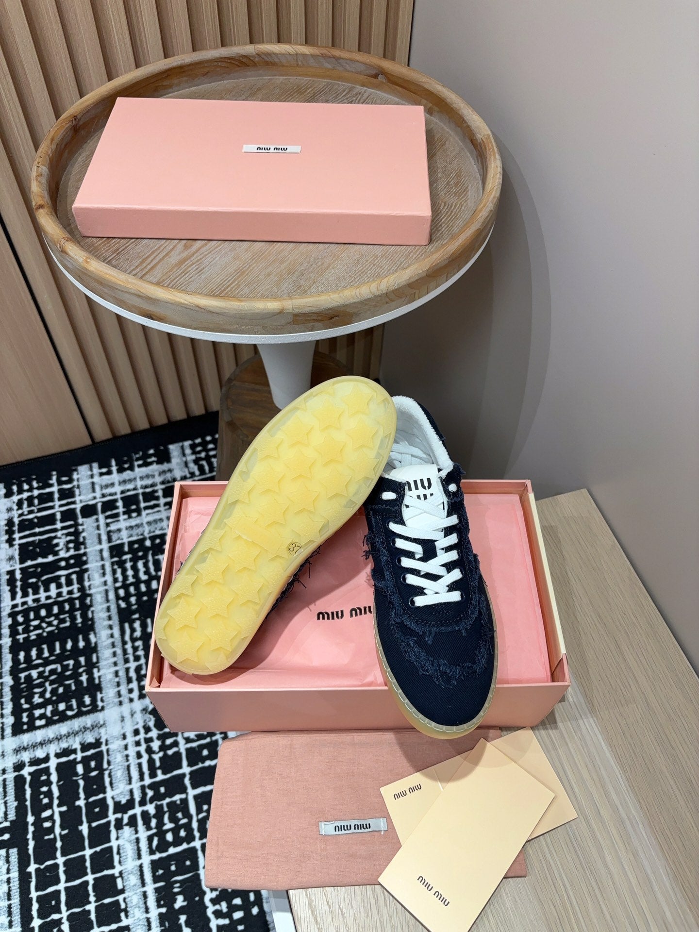 Miu Sneakers In Blue Black Fabric