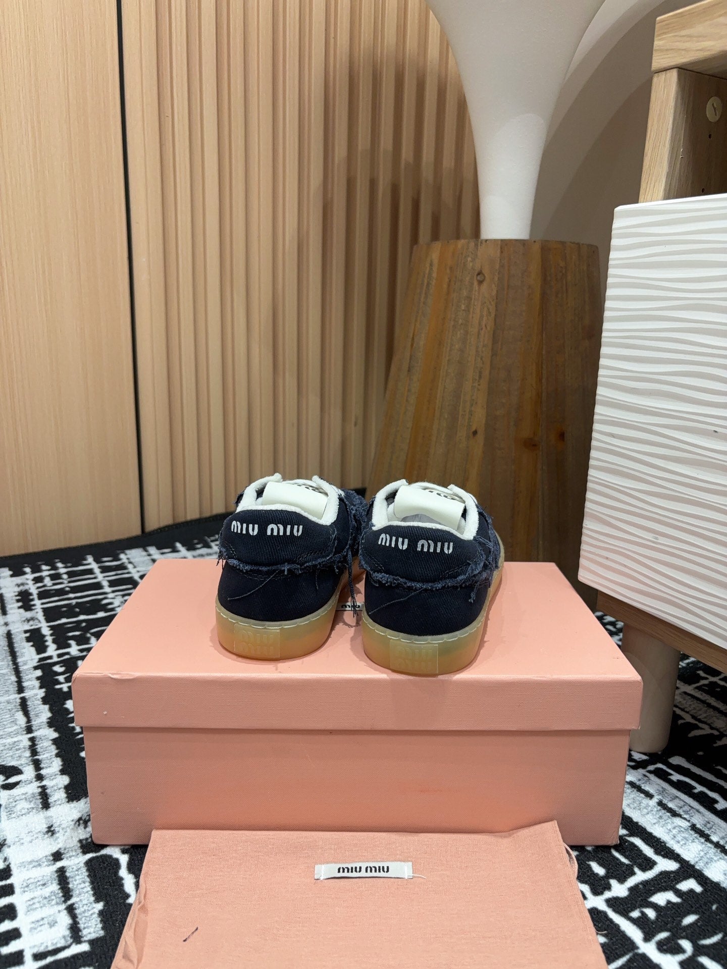 Denim Miu Sneakers In Black Fabric