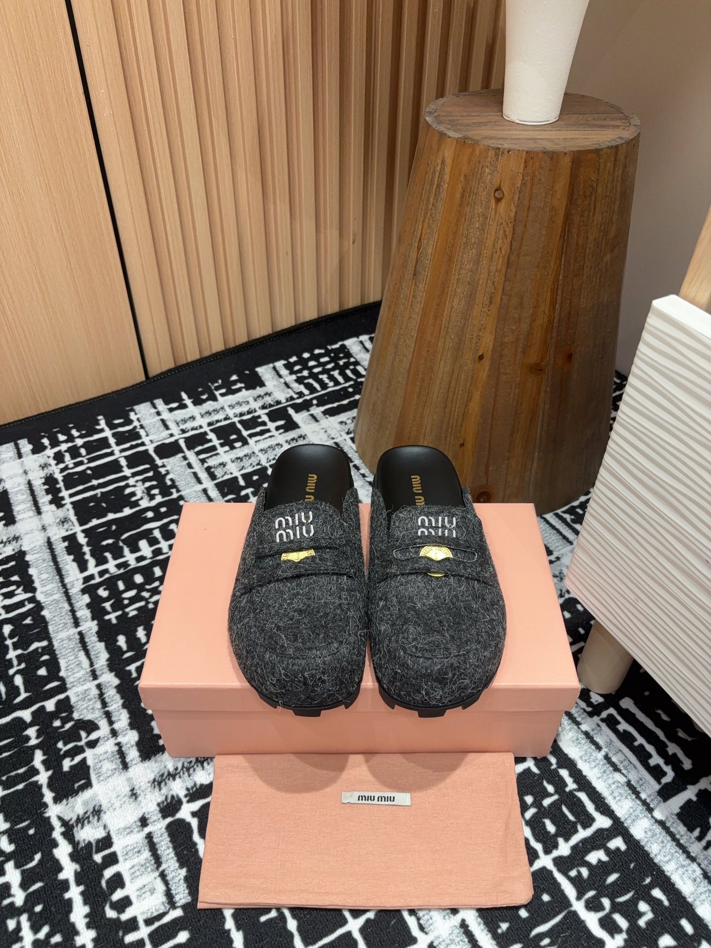 Miu Mules Black Original Wool