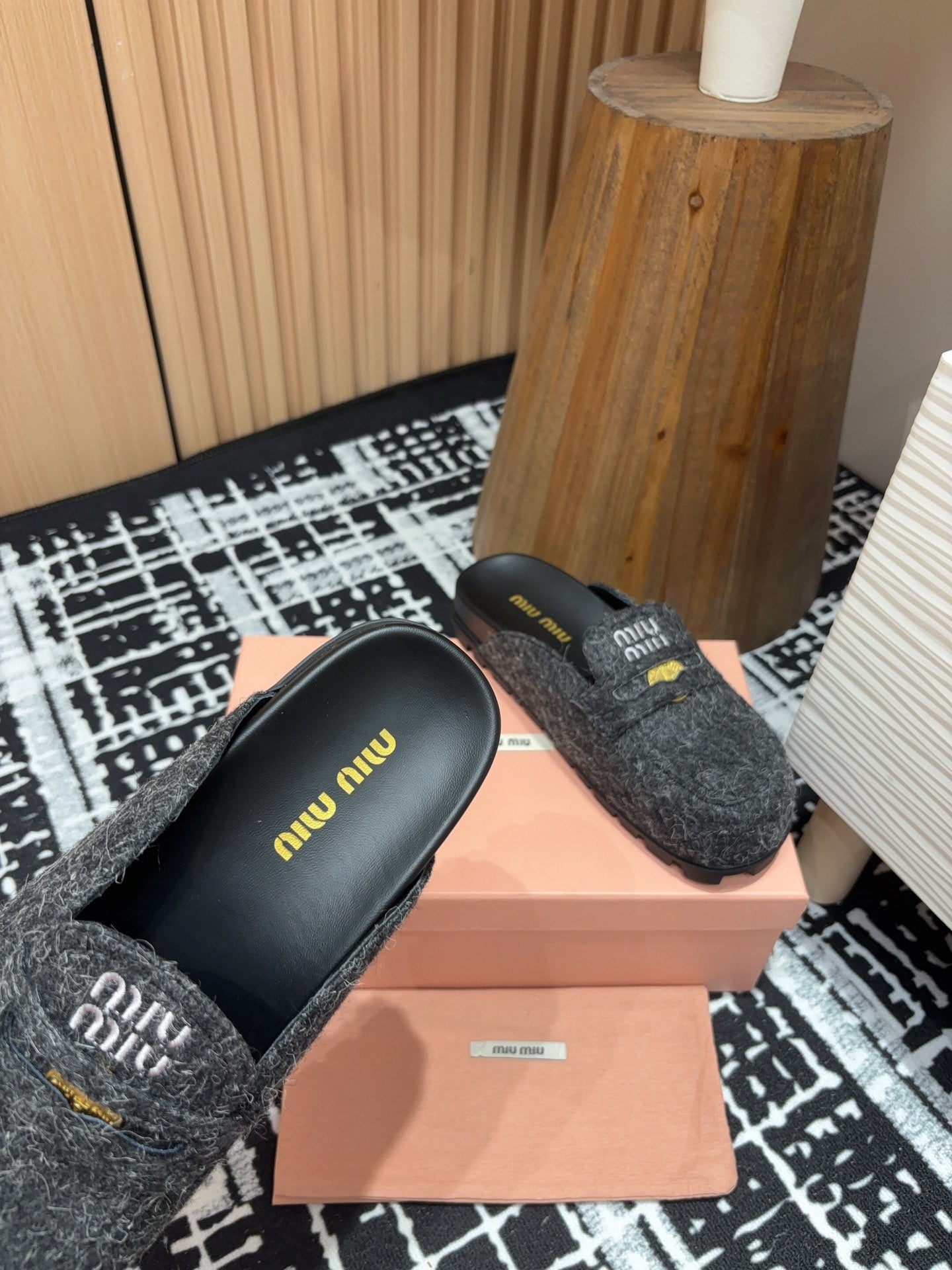 Miu Mules Black Original Wool