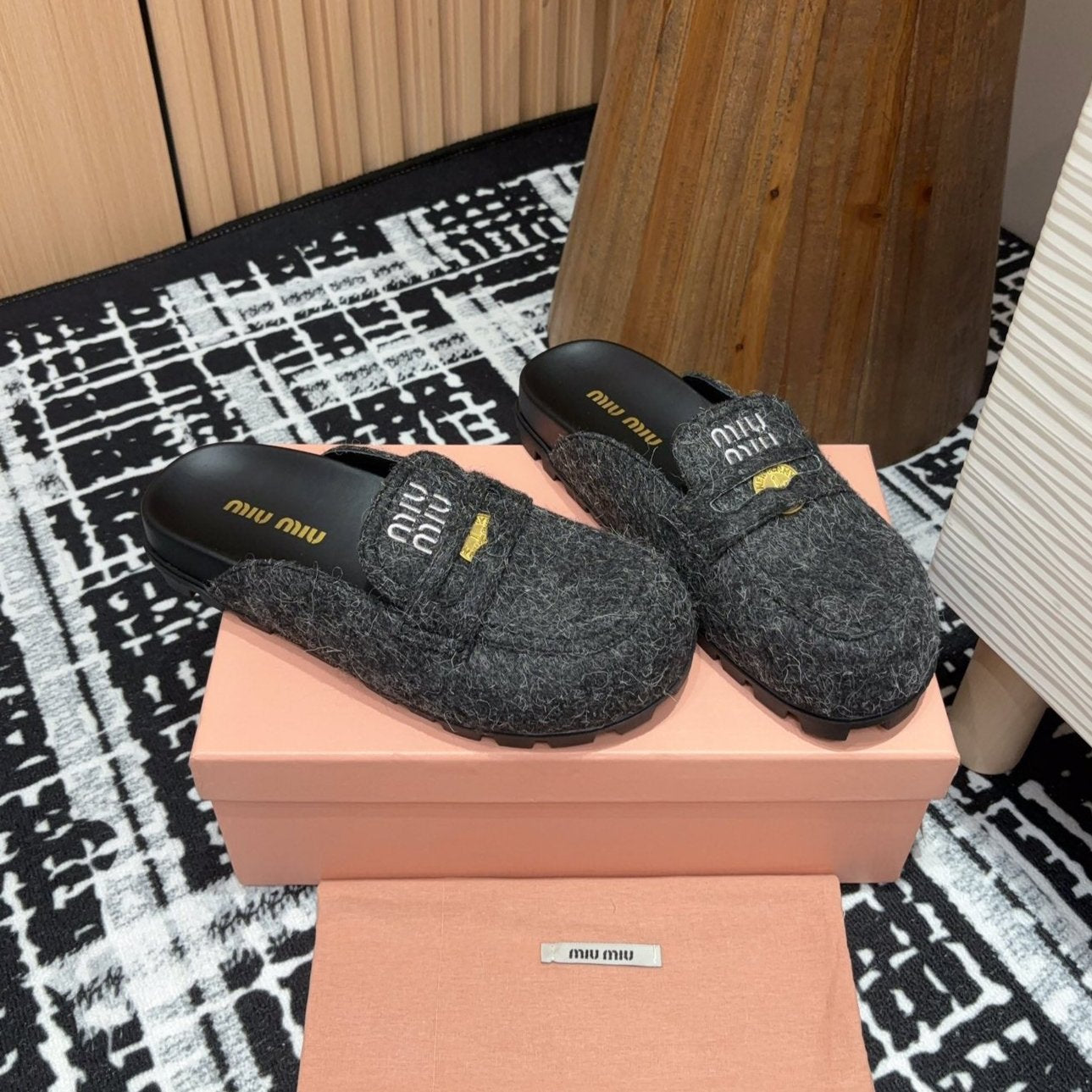 Miu Mules Black Original Wool