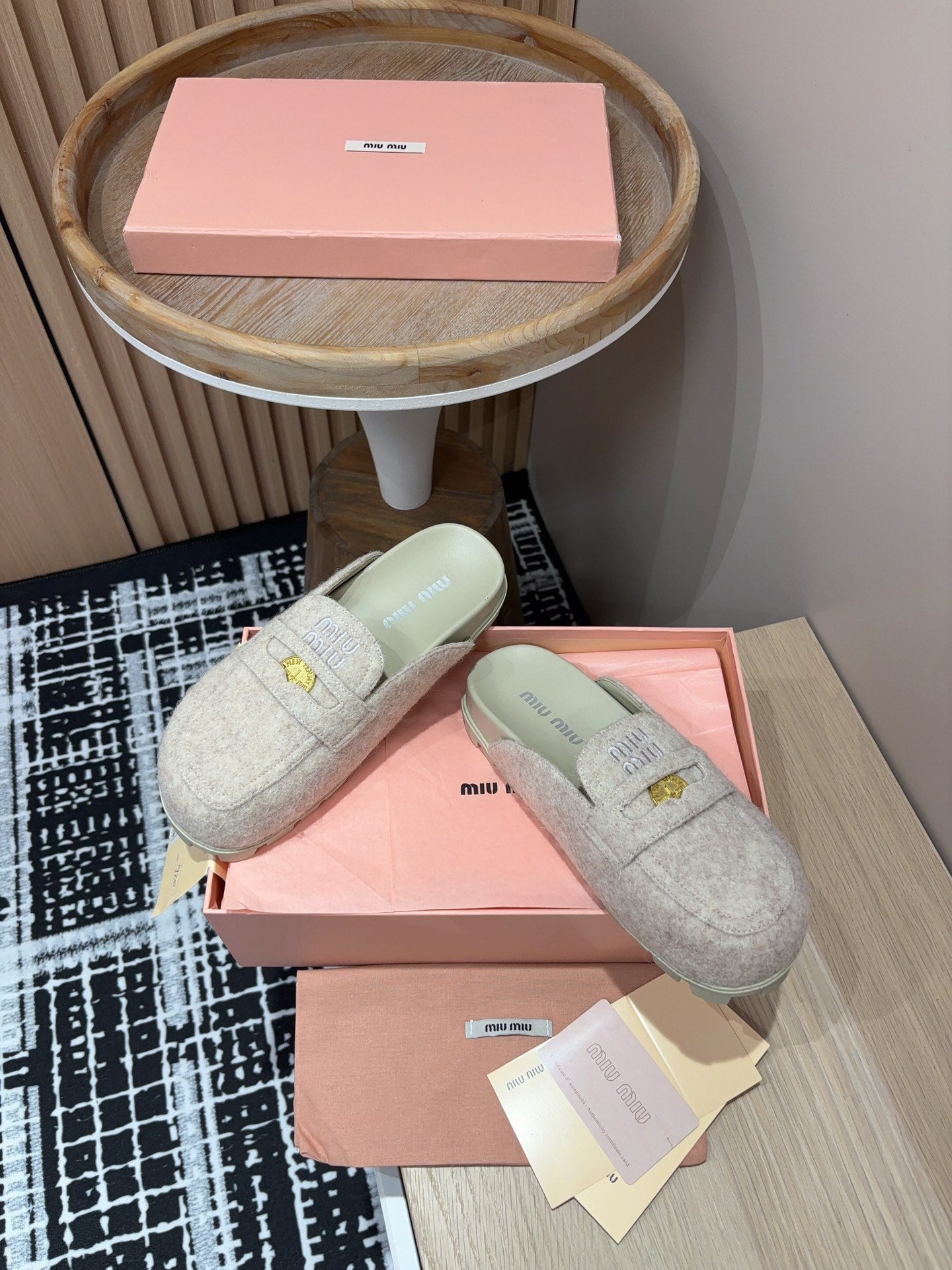 Miu Mule Pastel Pink Wool