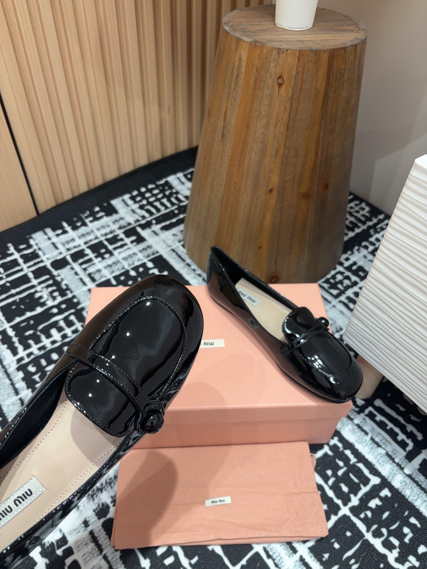 Miu Flat Shoes Black Cowhide