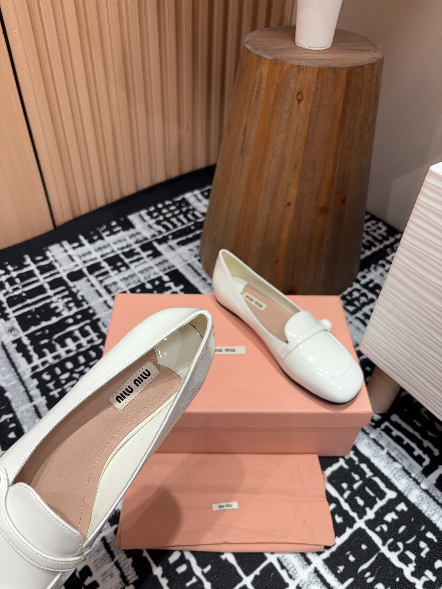 Miu Flat Shoes White Cowhide