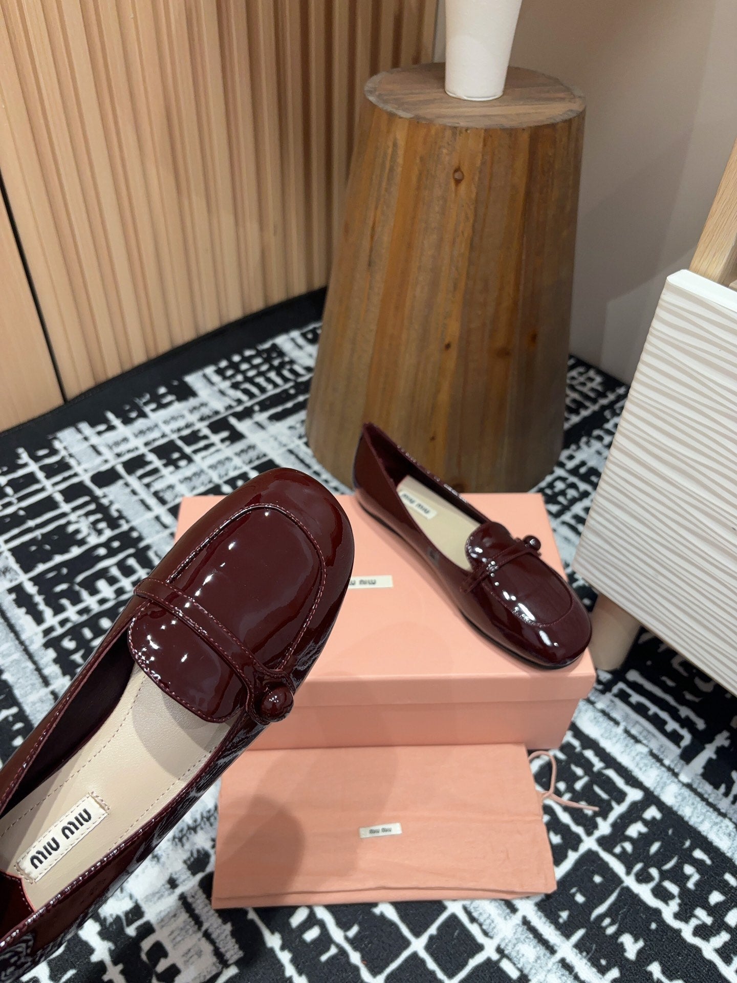 Miu Loafers Dark Red Cowhide