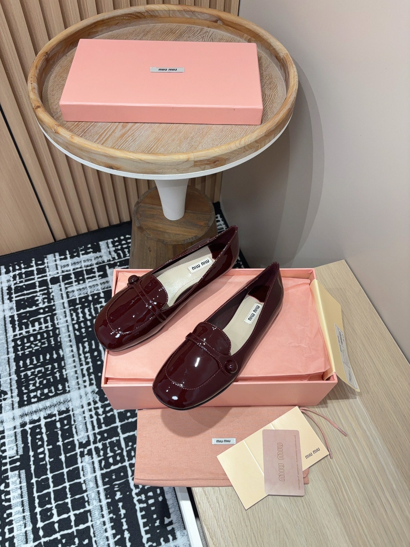 Miu Loafers Dark Red Cowhide