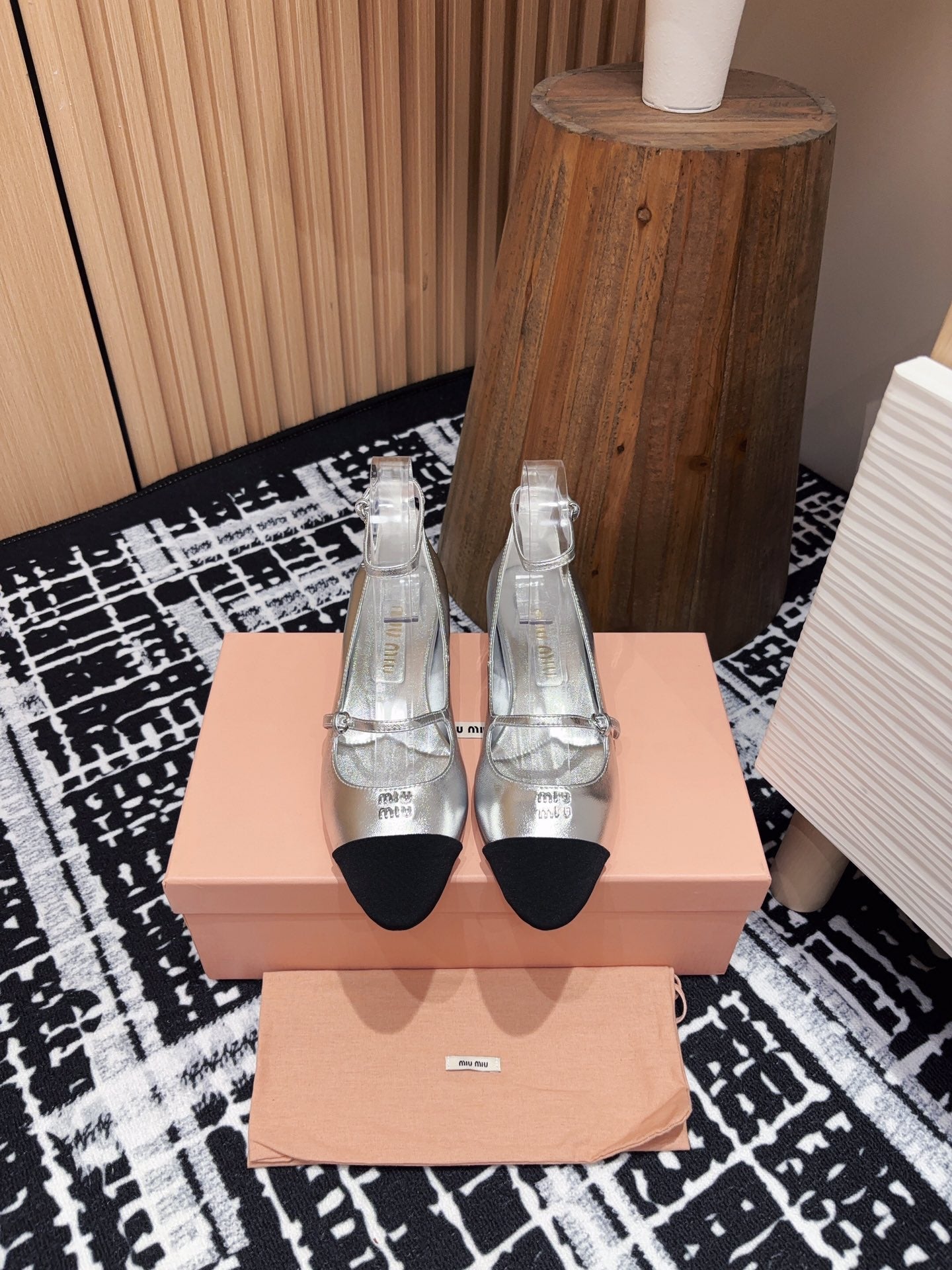 Miu Mary Jane Silver Metallic Lambskin