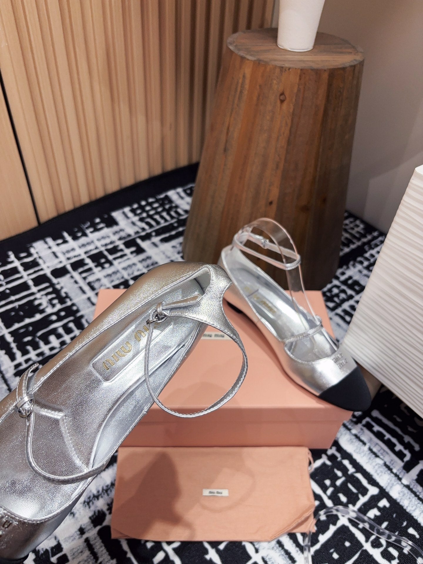 Miu Mary Jane Silver Metallic Lambskin