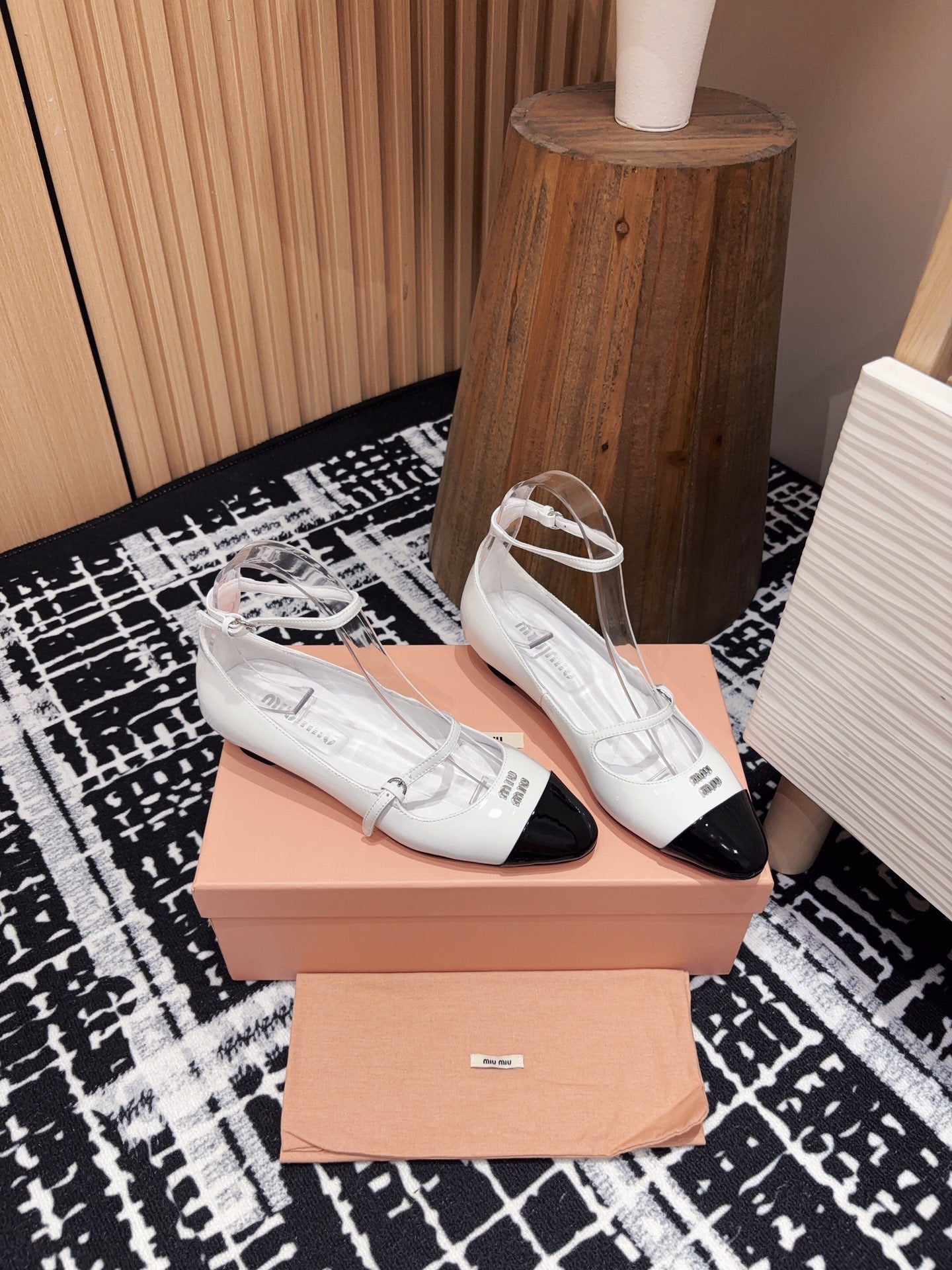 Miu Ballet Flat White Porcelain Sheepskin