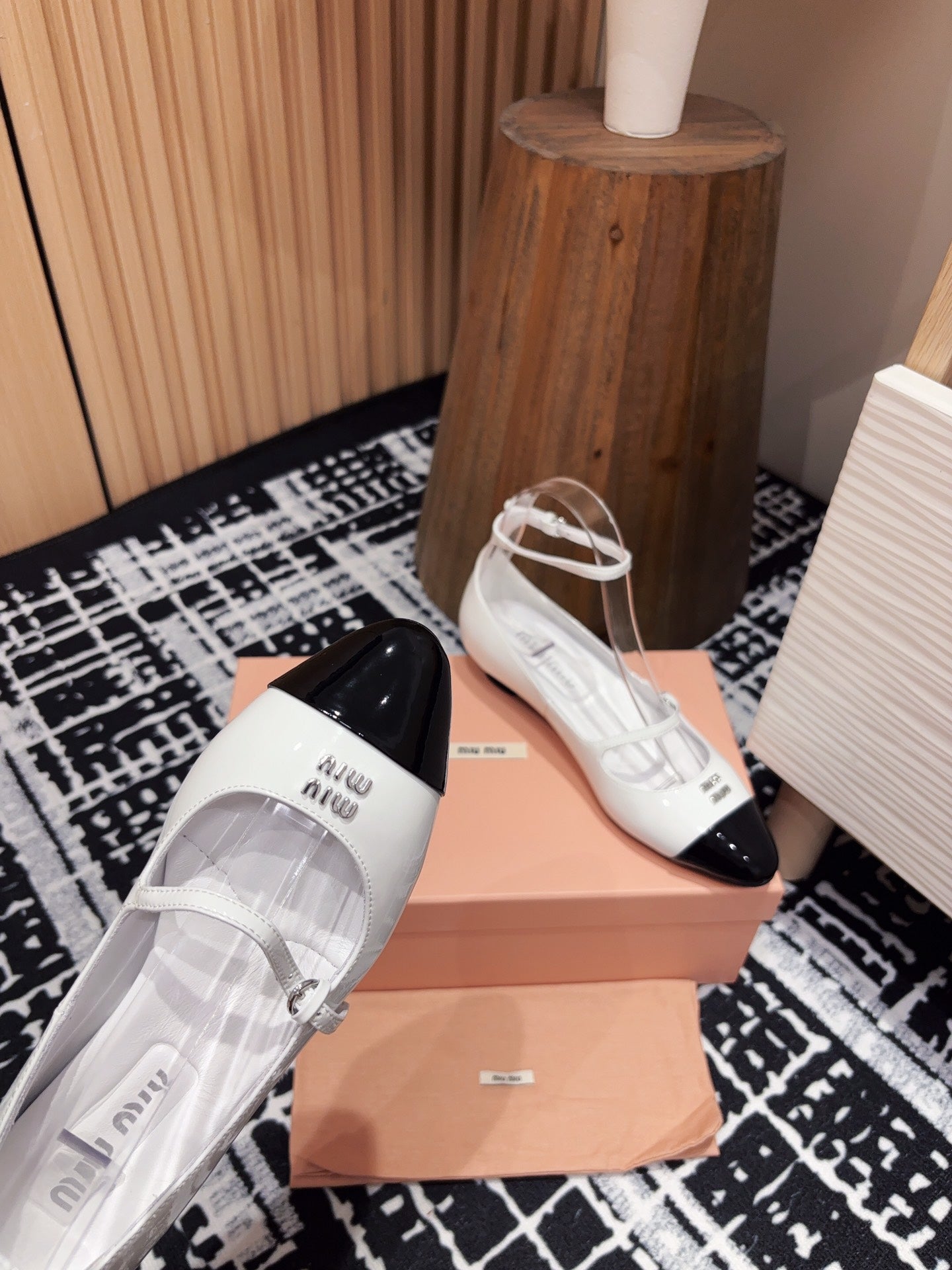 Miu Mary Jane White Porcelain Lambskin