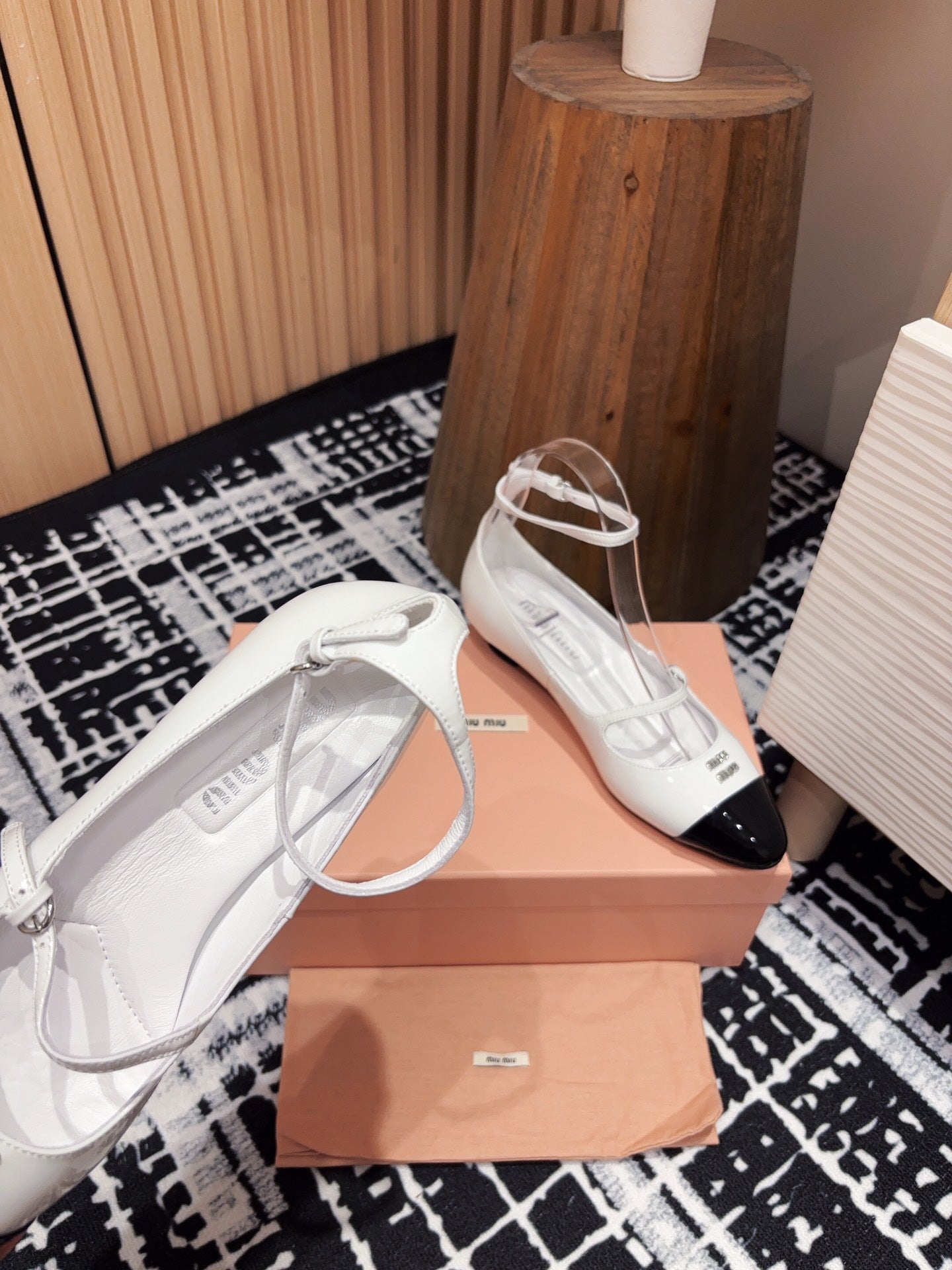 Miu Ballet Flat White Porcelain Sheepskin