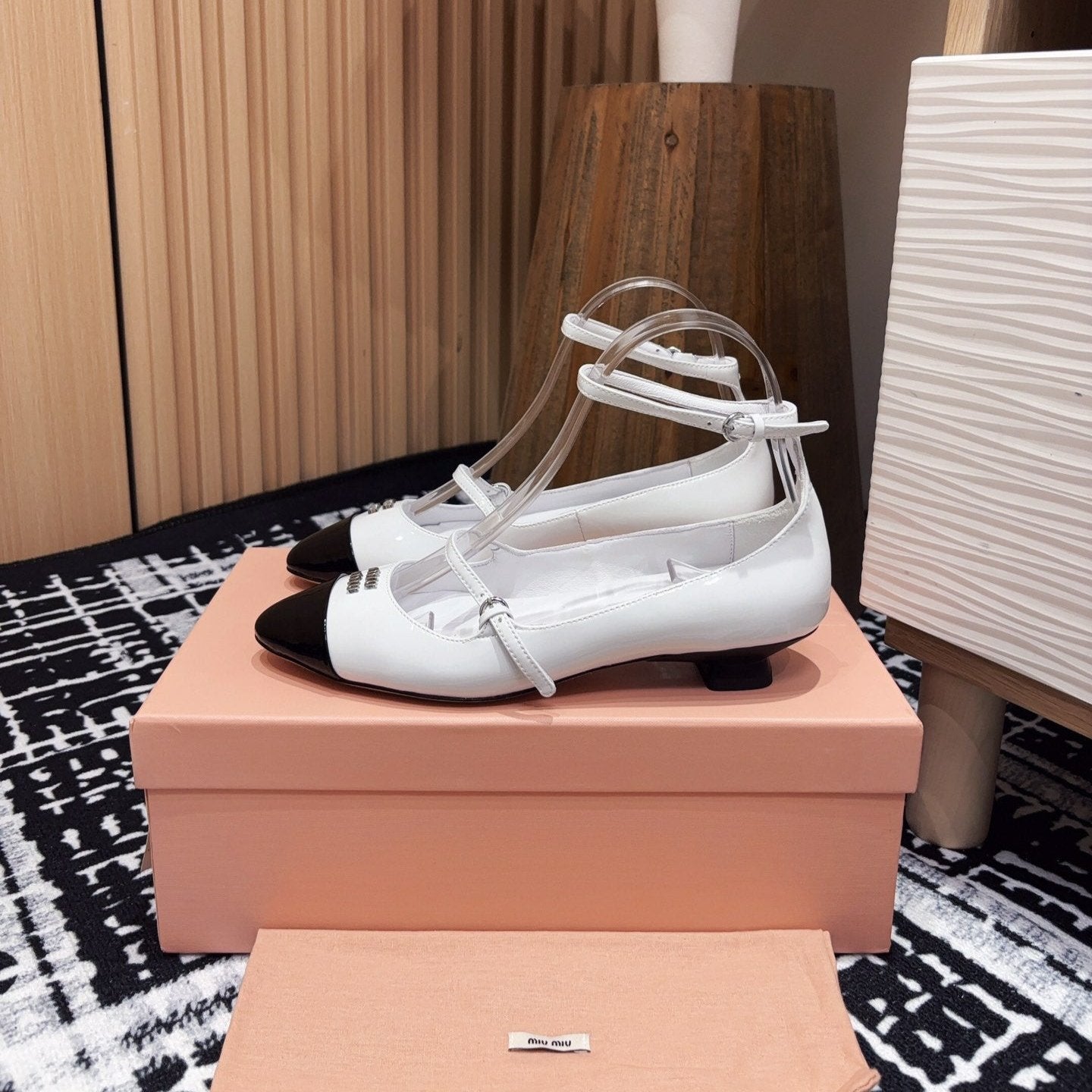 Miu Ballet Flat White Porcelain Sheepskin
