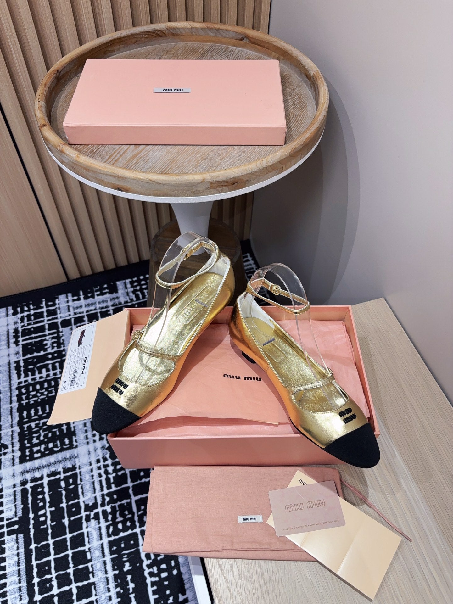 Miu Mary Jane Gold Metallic Lambskin