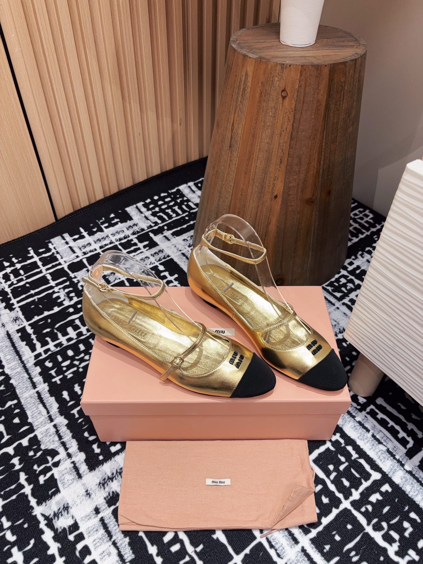 Miu Mary Jane Gold Metallic Lambskin