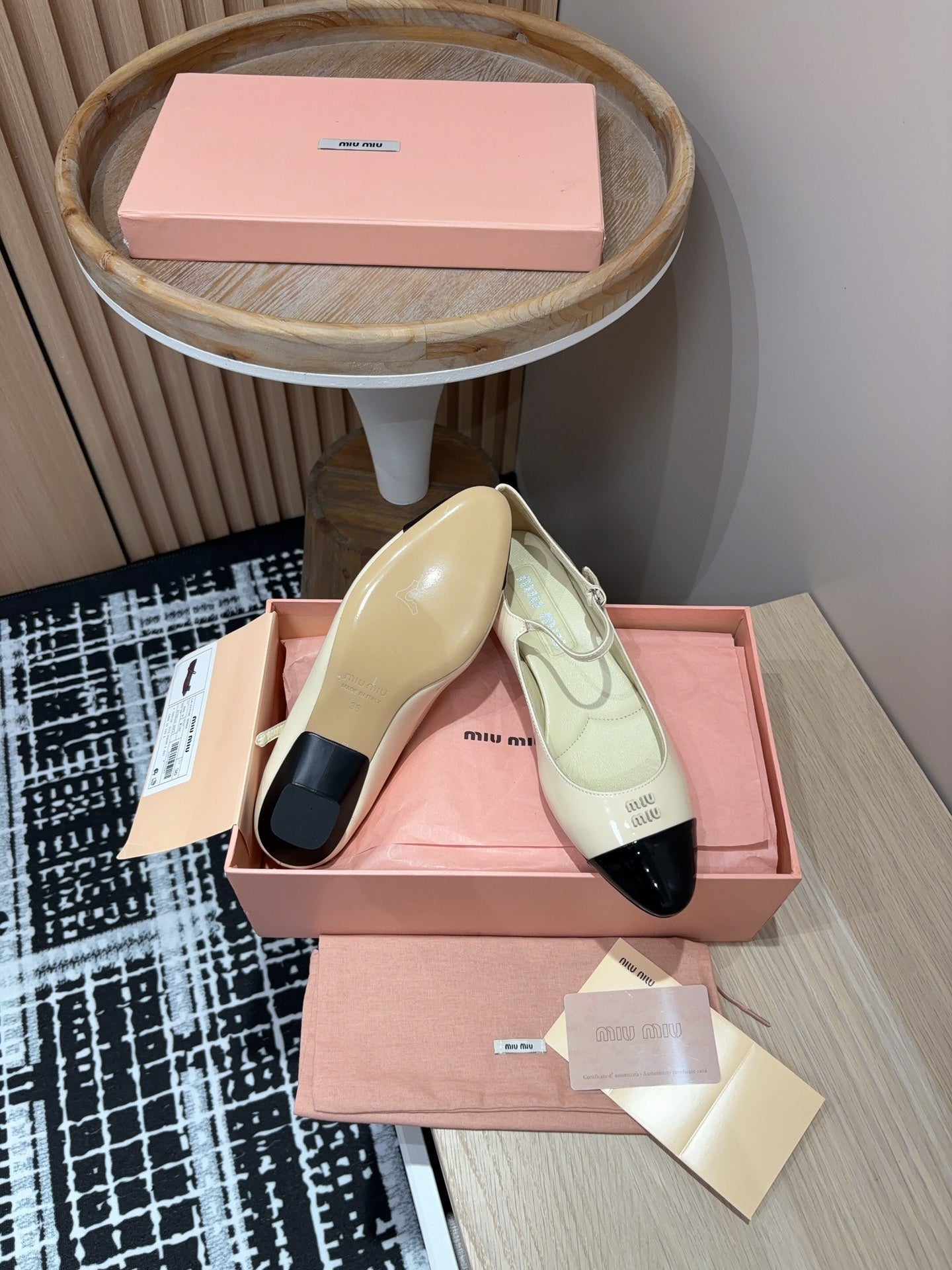 Miu Mary Jane Beige Shiny Lambskin