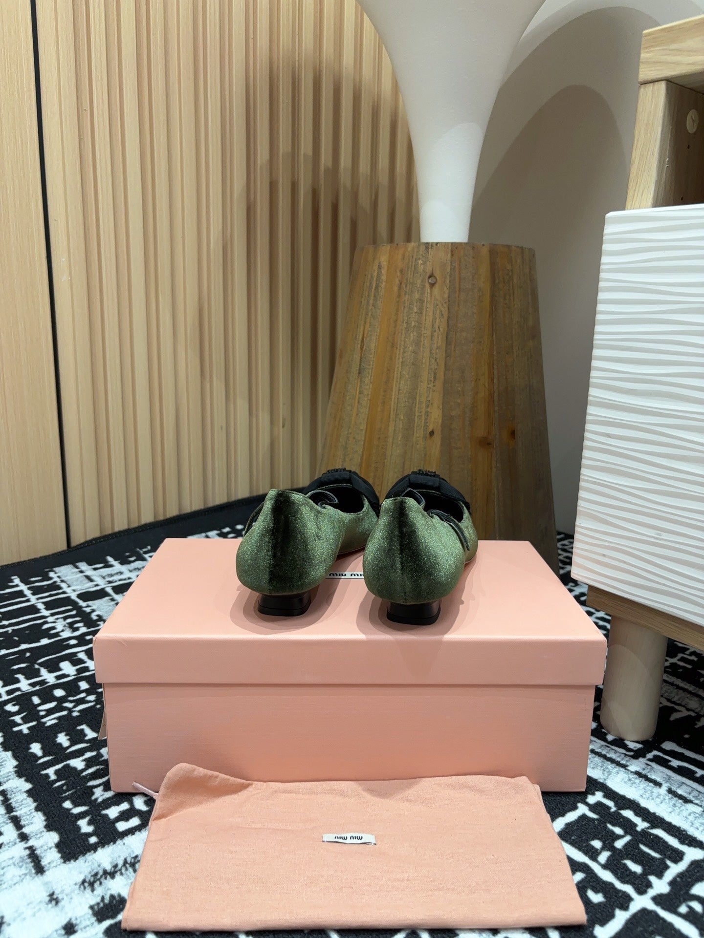 Miu Mary Jane  Dark Green And Black Velvet