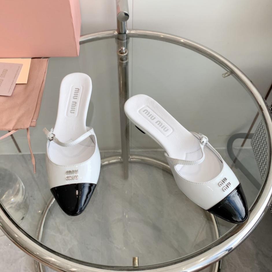 Miu Mules White Cowhide