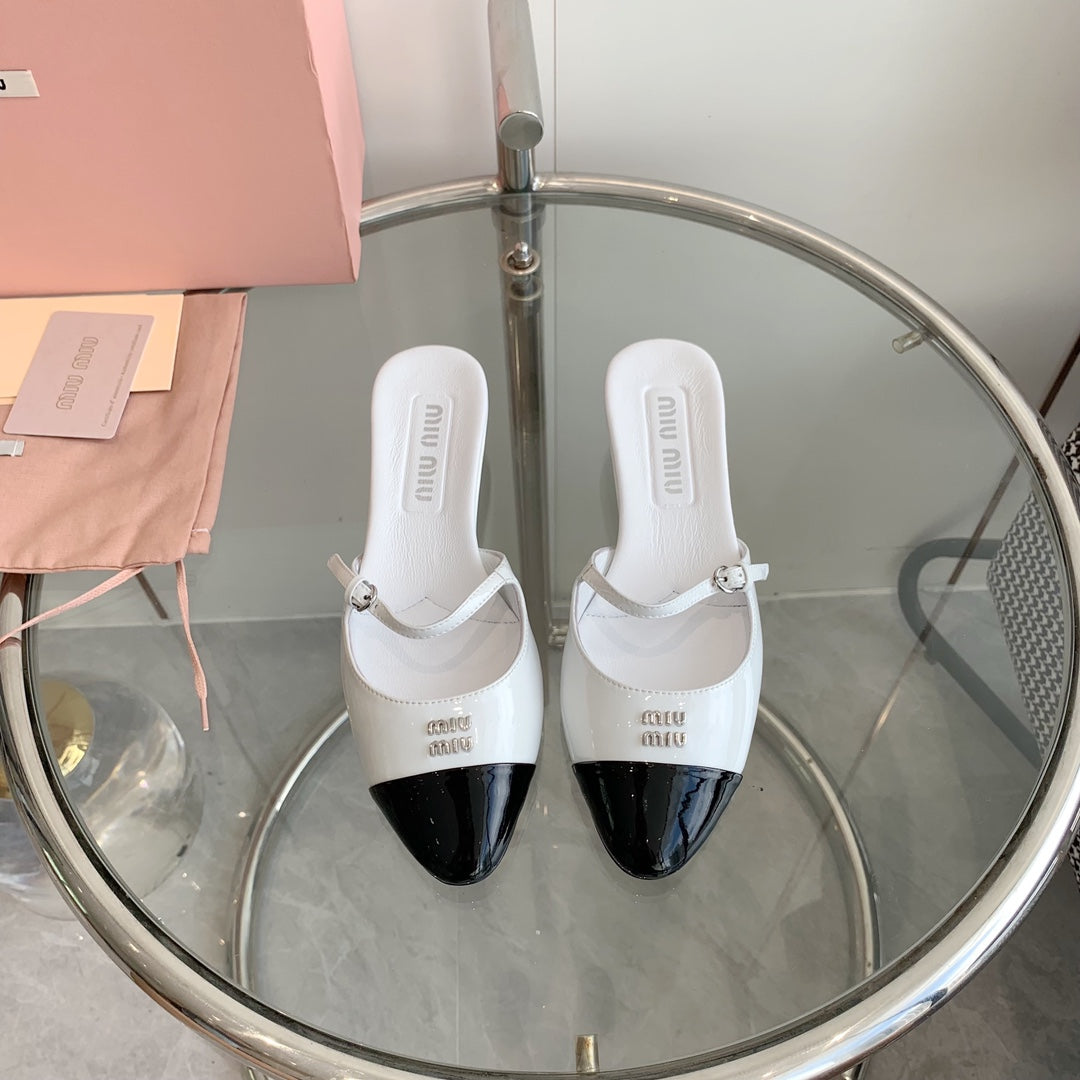 Miu Mules White Cowhide
