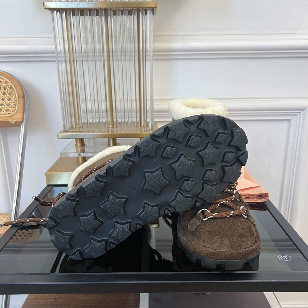 Miu Ankle Boots Dark Brown Suede