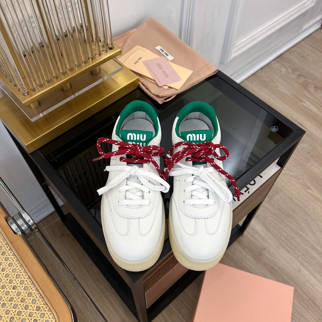 Miu Sneakers White Mix Red String Cowhide