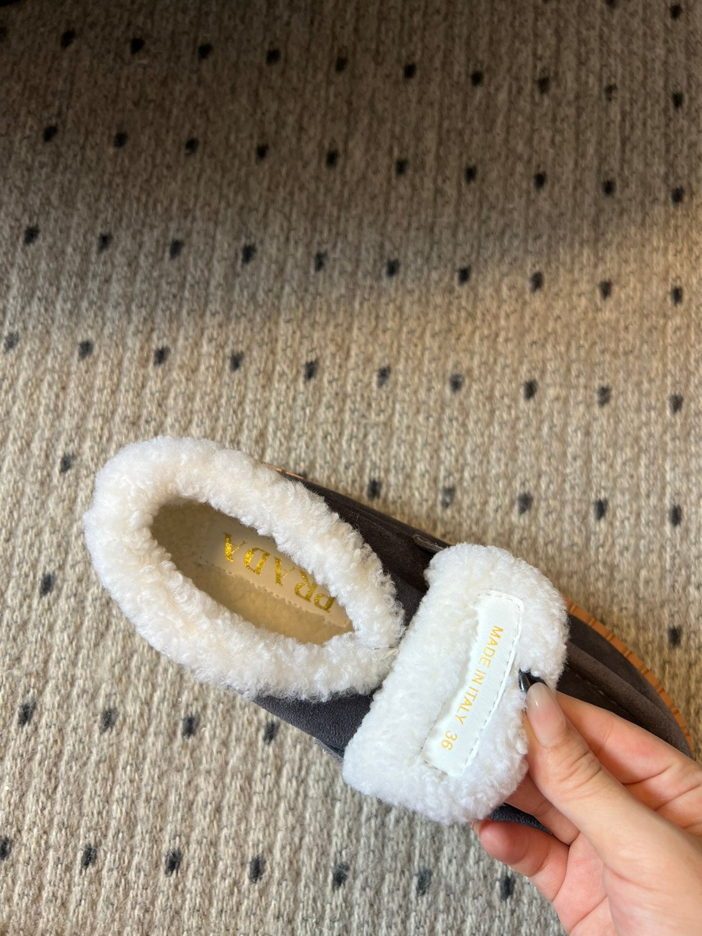 Prada 25s platform ankle boots dark gray suede and wool 538441