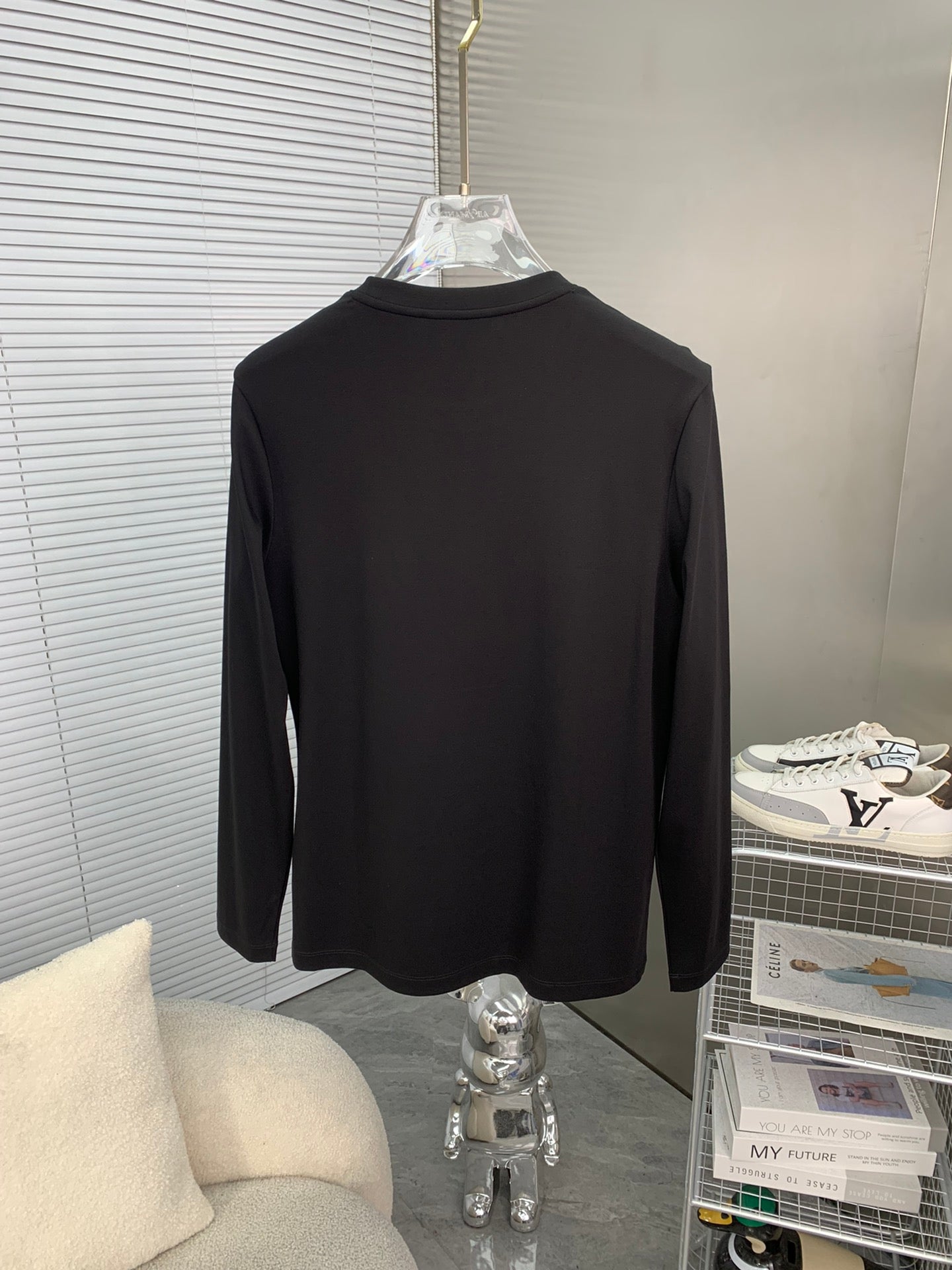 LONG-SLEEVE T-SHIRT BLACK COTTON 239578