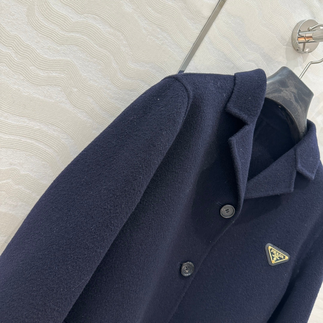 Prada Jacket Navy Blue Wool Cashmere