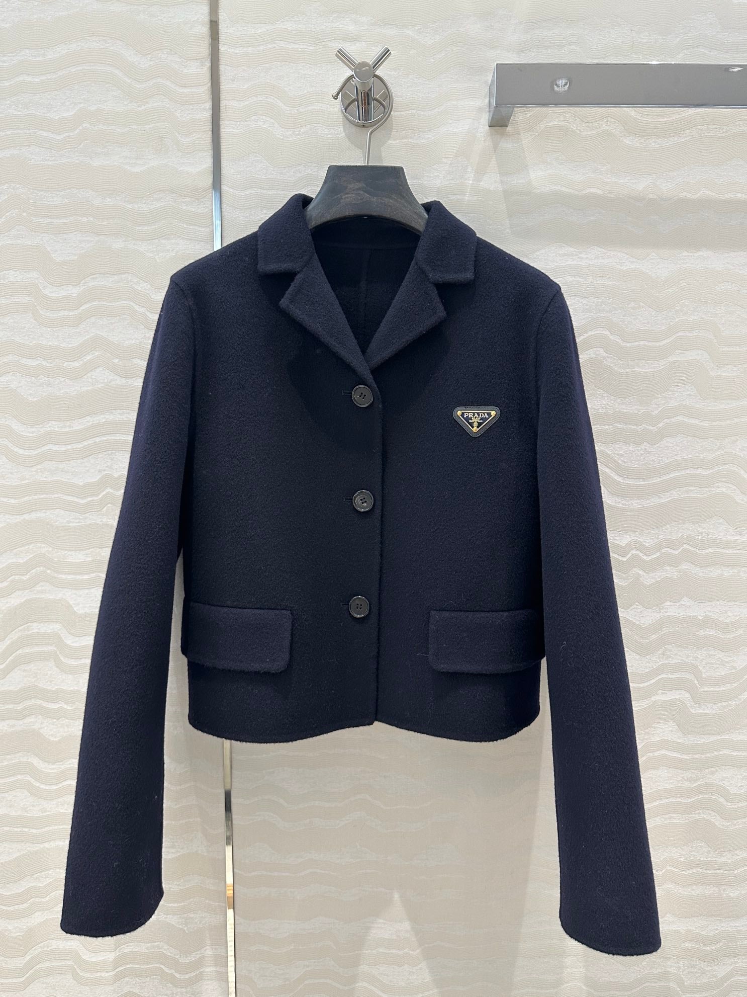 Prada Jacket Navy Blue Wool Cashmere