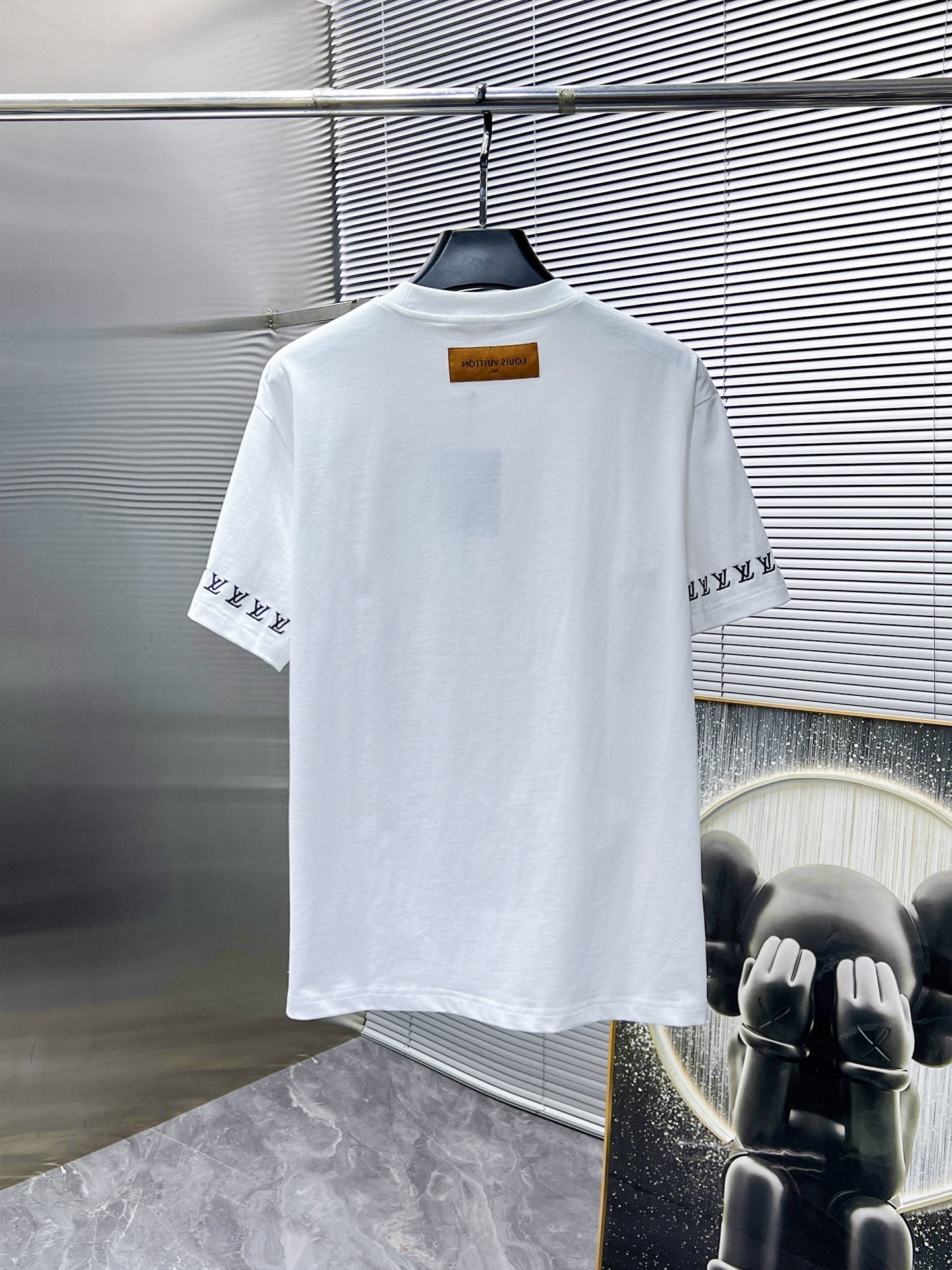 LV T-SHIRT LOGO EMBROIDERED WHITE COTTON 238805