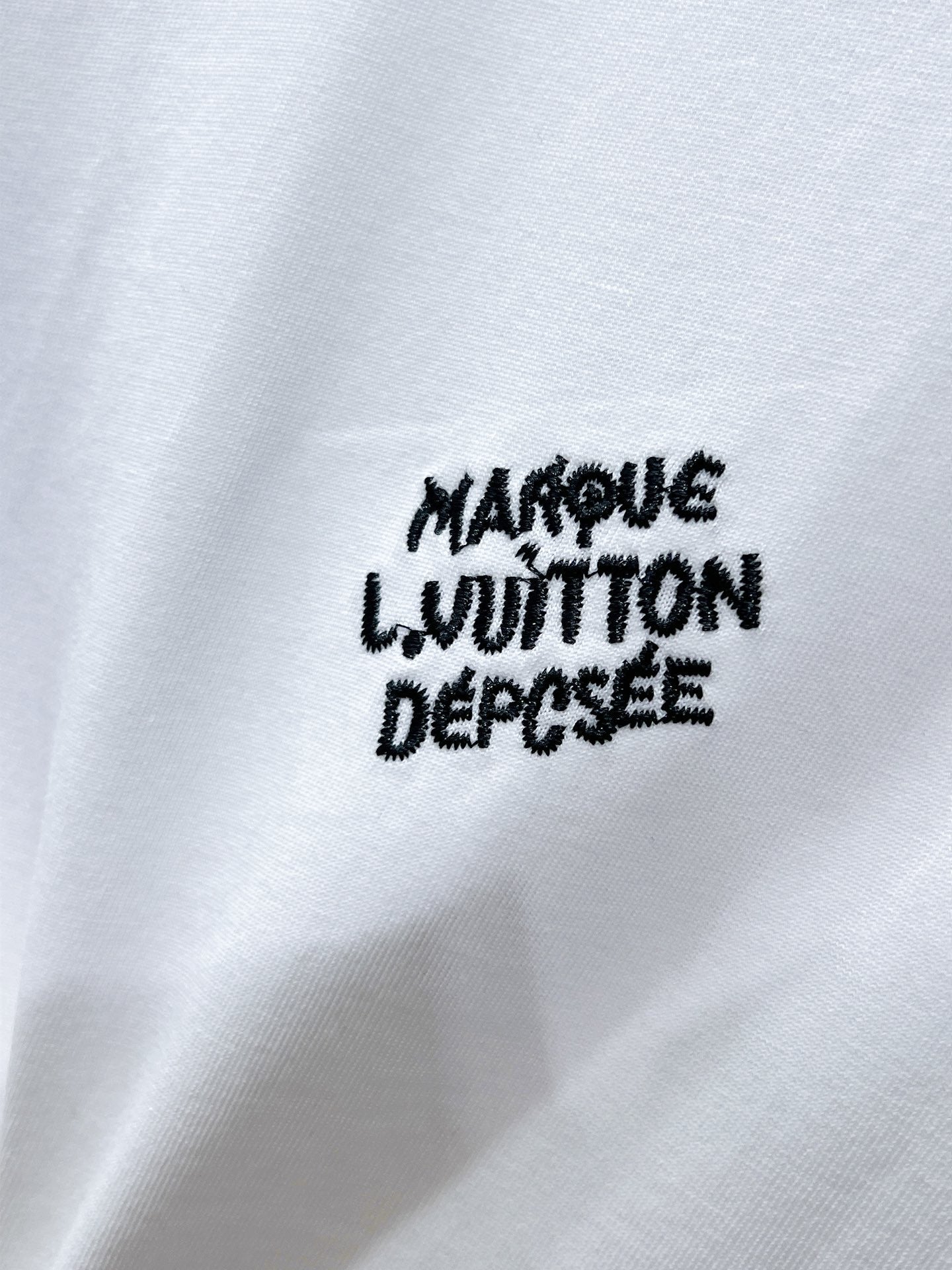 LV T-SHIRT LOGO EMBROIDERED WHITE COTTON 238805
