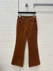 Celine Flared Velvet Pants Brown Cotton