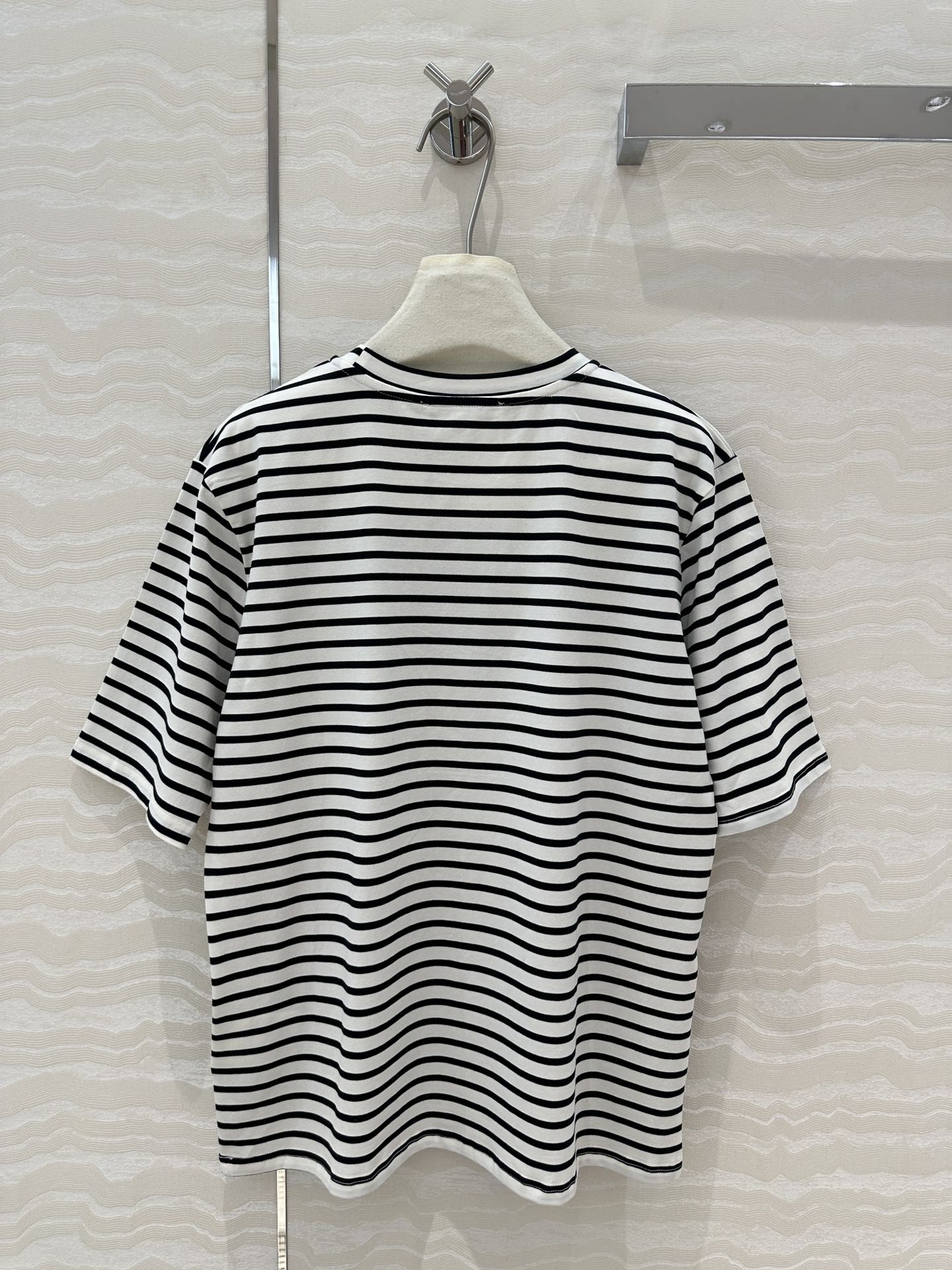 Prada Striped Short-sleeved T-shirt Black mix White Cotton