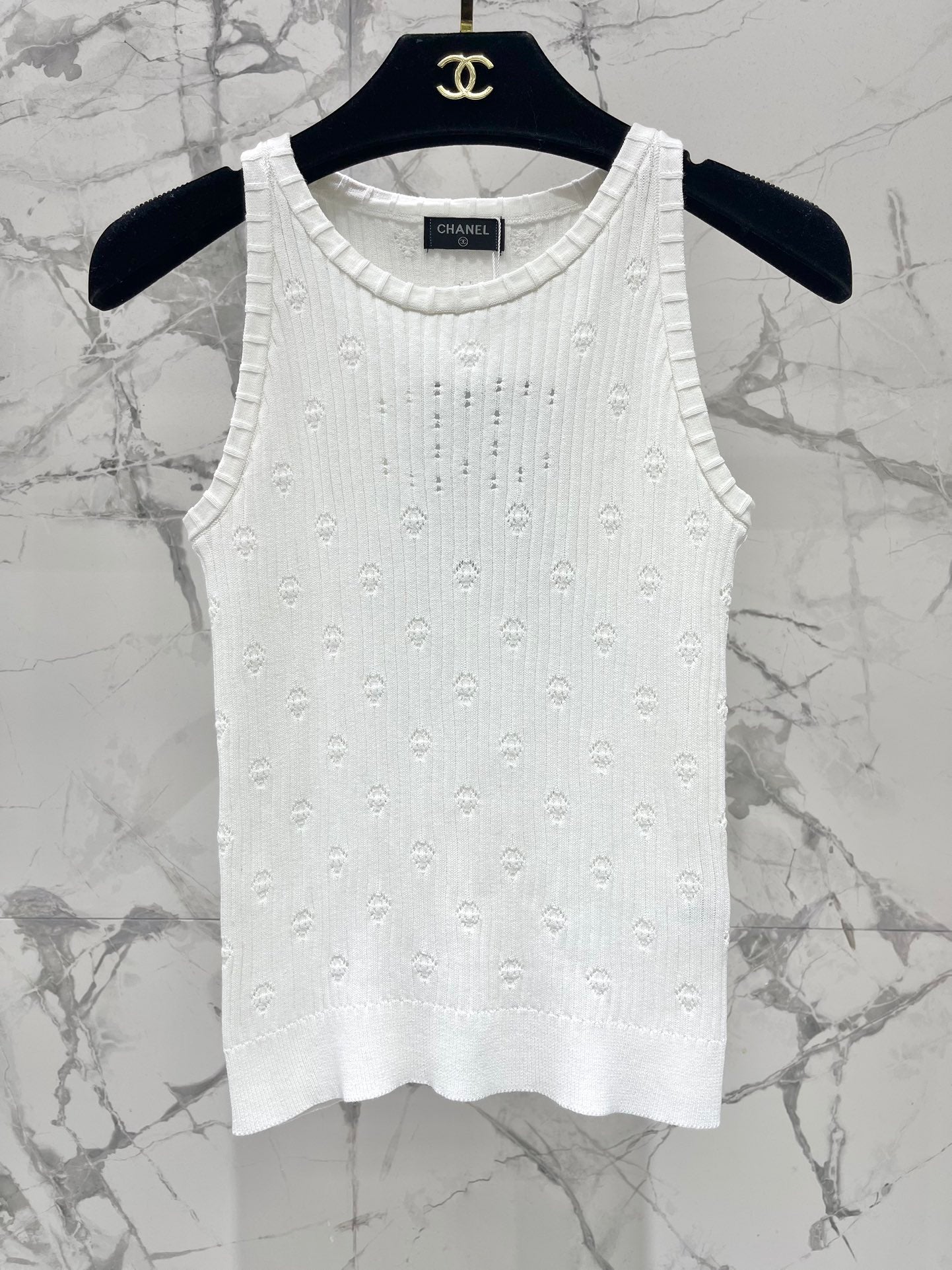 CC White Knitted Fabric Vest