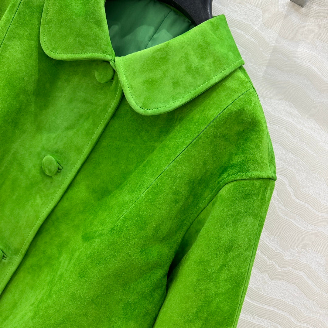 Prada 25 Jacket Green Suede lambskin